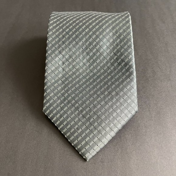 Giorgio Armani Le Collezioni Greenish Gray Stripped Silk Tie - Picture 1 of 5
